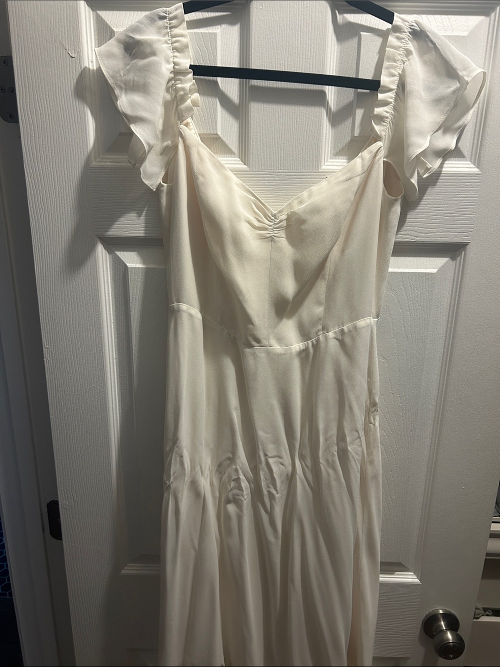 Reformation Ivory Ruffle-Sleeve Maxi Dress
